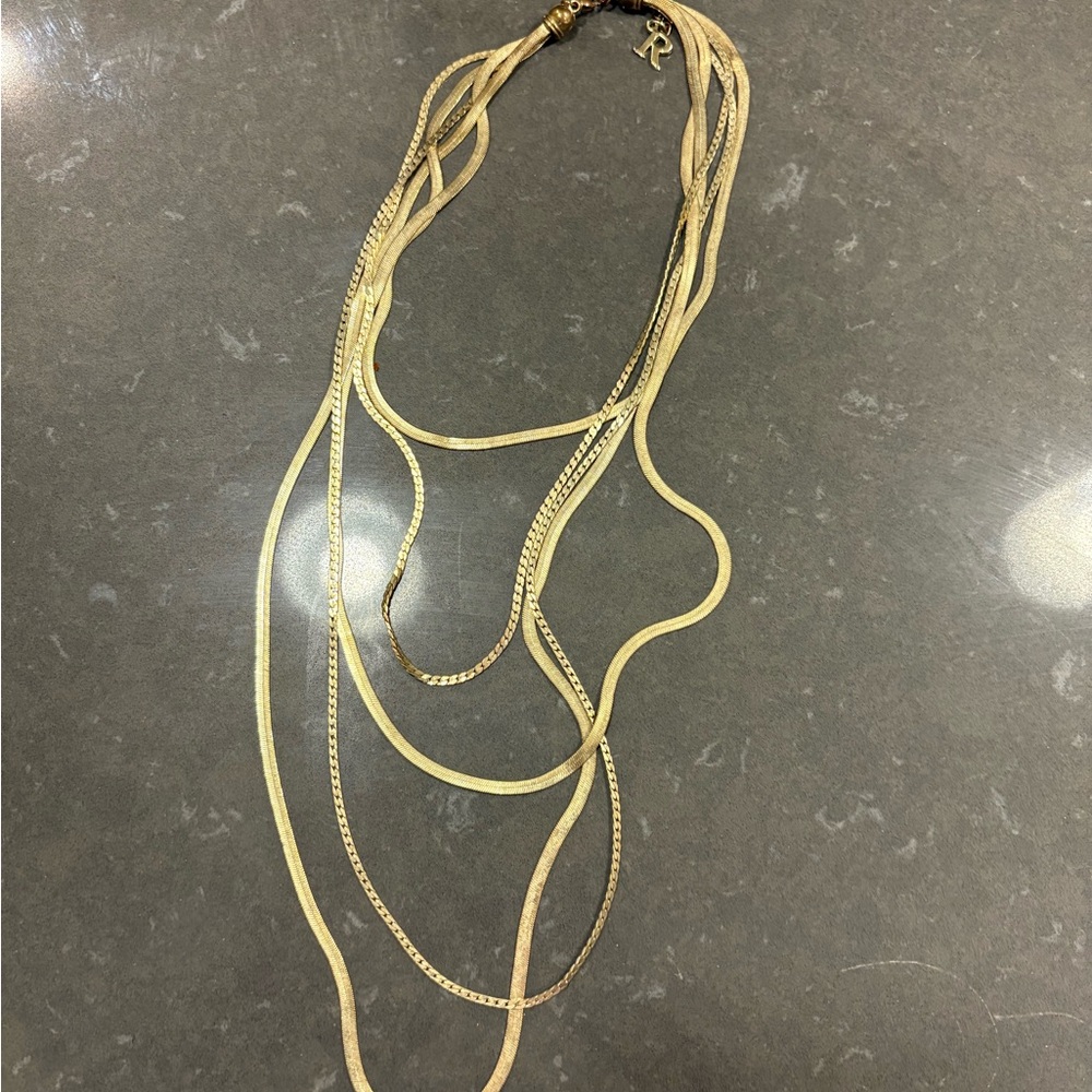 Layered Gold Multi-Chain Necklace - Women's Jewelry